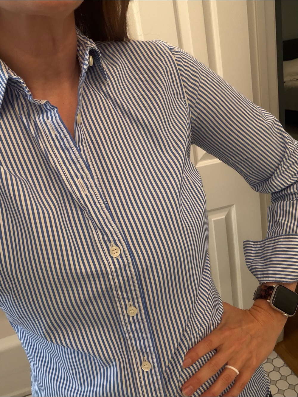 J.Crew Classic Blue & White Stripe Button-Down Shirt